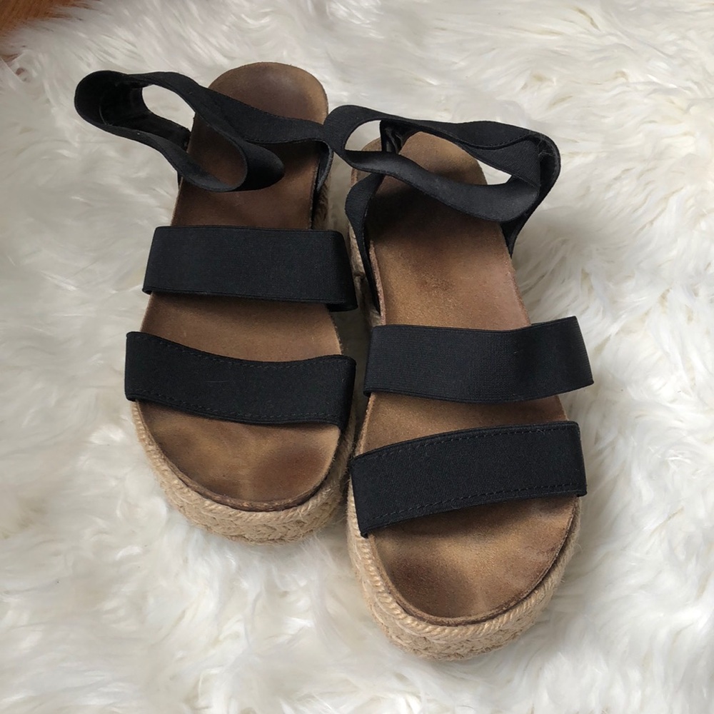 Steve Madden Black Espadrille Platform Sandals
